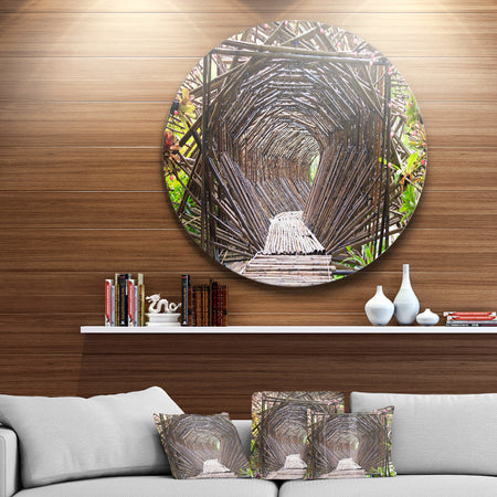 Bamboo Tunnel in the Garden - Landscape Disc Metal Artwork