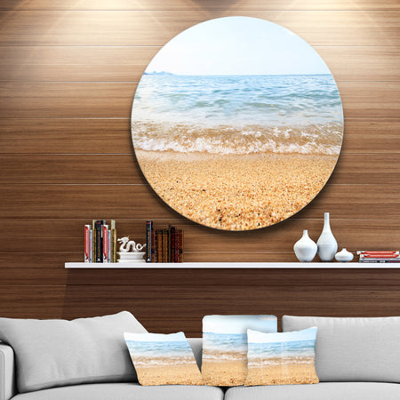 Blue Seashore with Pebble Stones - Modern Seascape Circle Wall Art