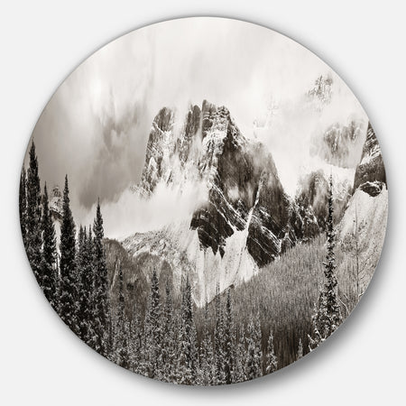 Snow Capped Hills and Bow Lake - Landscape Disc Metal Artwork