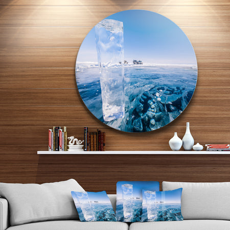 Blue Ice under Bright Sky - Landscape Large Disc Metal Wall art