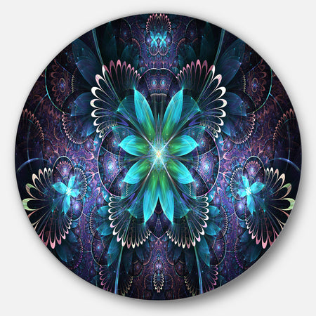 Fractal Flower Blue Digital Art - Flower Circle Wall Art