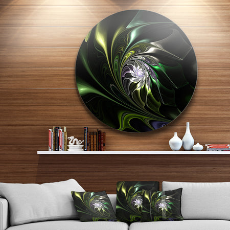 Multi-Colored Green Stained Glass - Floral Round Metal Wall Art