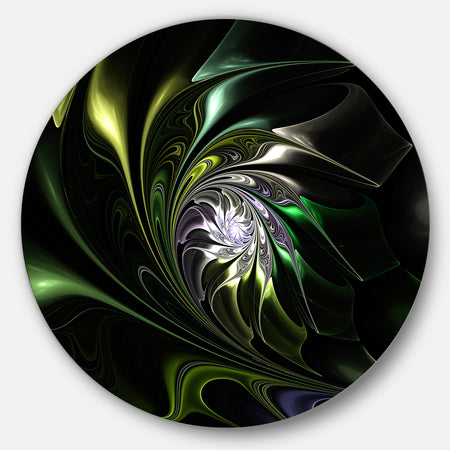 Multi-Colored Green Stained Glass - Floral Round Metal Wall Art