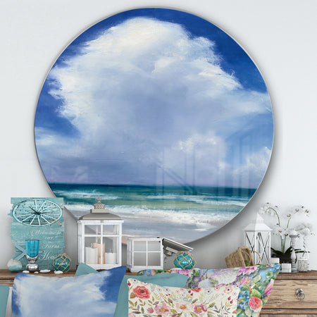 Porch & Den Beach Clouds II - Farmhouse Metal Circle Wall Art