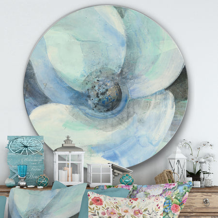 Watercolor Moonlight Magnolia II - Farmhouse Metal Circle Wall Art