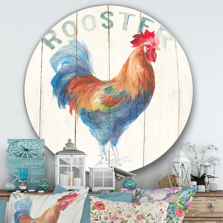Wood Farm Roaster I - Farmhouse Metal Circle Wall Art