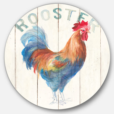 Wood Farm Roaster I - Farmhouse Metal Circle Wall Art