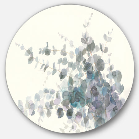 Grey Watercolor Flower II - Farmhouse Metal Circle Wall Art
