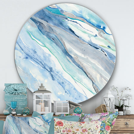 Blue Silver Spring II - Farmhouse Metal Circle Wall Art
