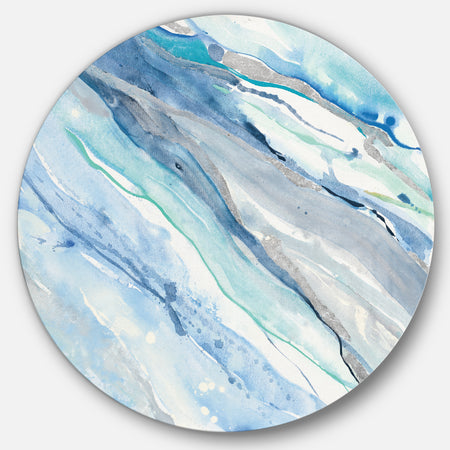 Blue Silver Spring II - Farmhouse Metal Circle Wall Art