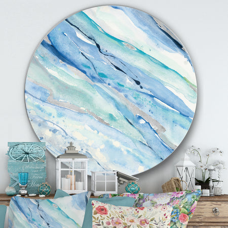 Blue Silver Spring I - Farmhouse Metal Circle Wall Art