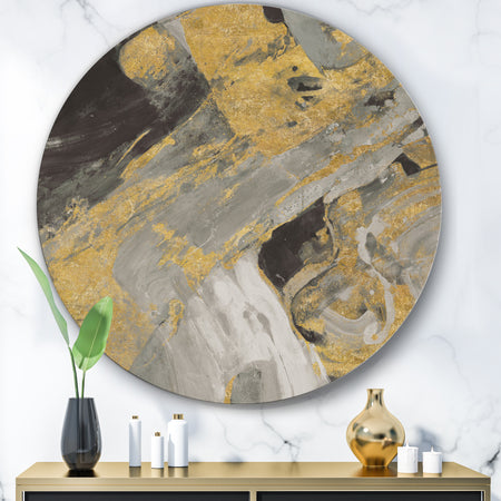 Marble Gold and Black - Glam Metal Circle Wall Art