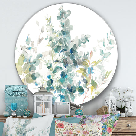 Eucalyptus Natural Element - Farmhouse Metal Circle Wall Art