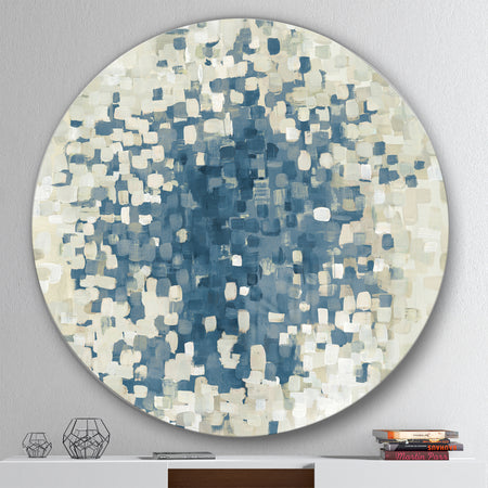 Geometric Blue Spots - Geometric Metal Circle Wall Art