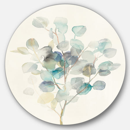 Eucalyptus leaves I - Farmhouse Metal Circle Wall Art