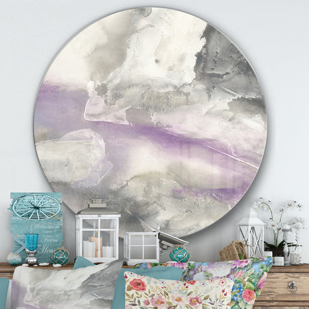 Watercolor Minimal Purple Tones I - Farmhouse Metal Circle Wall Art