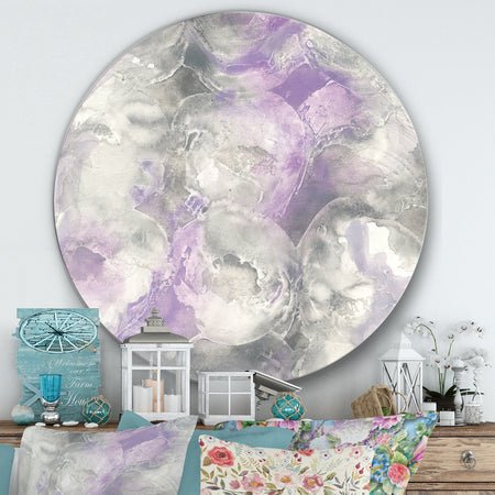 Porch & Den Watercolor Minimal Purple Tones III - Farmhouse Metal Circle Wall Art