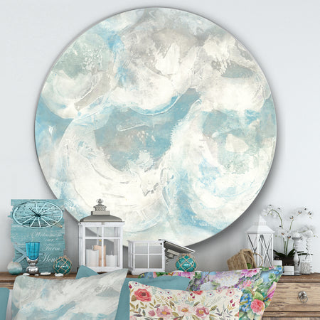 Pale Blue Shade IV - Farmhouse Metal Circle Wall Art