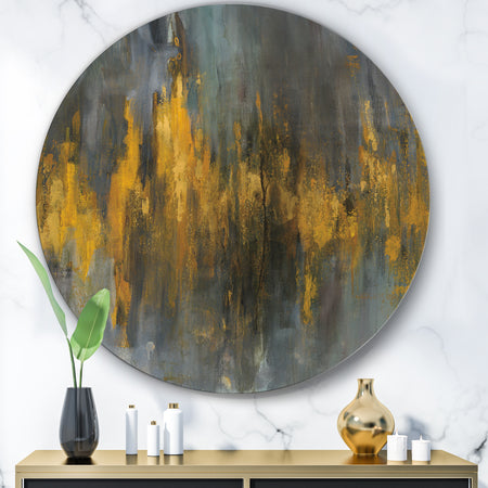 Black and Gold Glam Abstract - Glam Metal Circle Wall Art