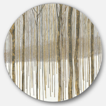 Porch & Den Forest in Winter Gold - Farmhouse Metal Circle Wall Art