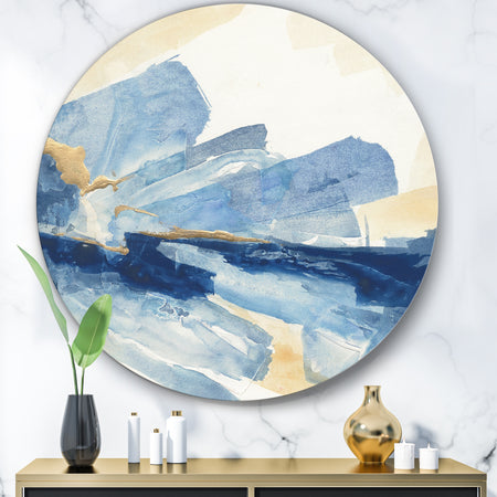 Metallic Gold Indigo I - Glam Metal Circle Wall Art