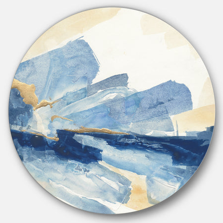 Metallic Gold Indigo I - Glam Metal Circle Wall Art