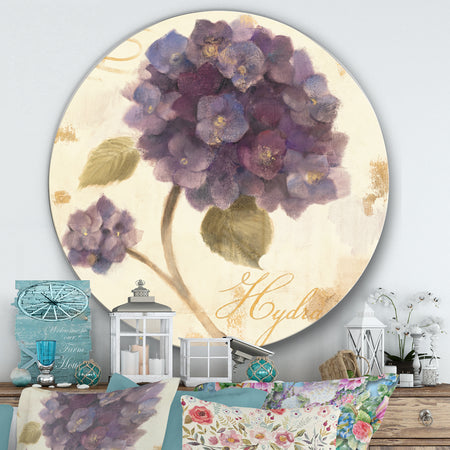 Abundant Hydrangea Flower II - Farmhouse Metal Circle Wall Art