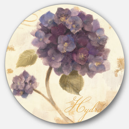 Abundant Hydrangea Flower II - Farmhouse Metal Circle Wall Art