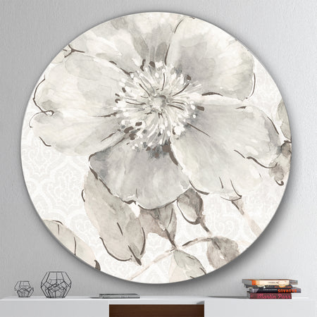 Porch & Den Indigold Grey Peonies II - Metal Circle Wall Art