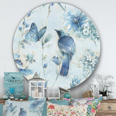 Indigold Watercolor Flower III - Farmhouse Metal Circle Wall Art
