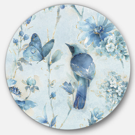 Indigold Watercolor Flower III - Farmhouse Metal Circle Wall Art