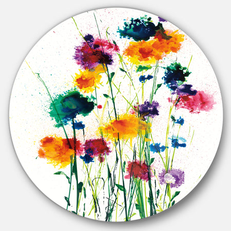 Porch & Den Indigo, Green And Yellow Watercolor - Farmhouse Metal Circle Wall Art