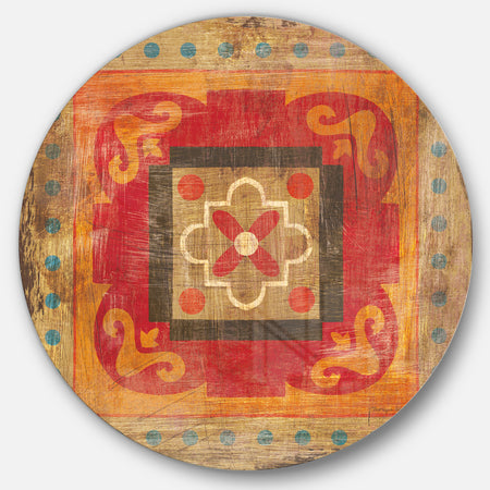 Moroccan Orange Tiles Collage II - Farmhouse Metal Circle Wall Art
