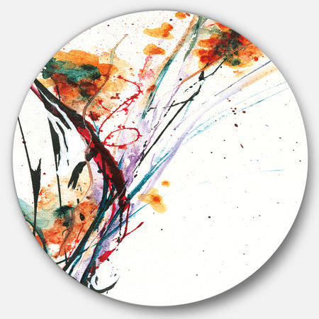 Abstract Orange Flowers - Farmhouse Metal Circle Wall Art