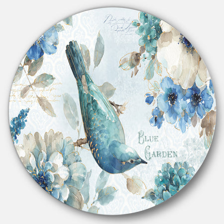 Porch & Den Indigold Bird Cottage Family V - Farmhouse Metal Circle Wall Art