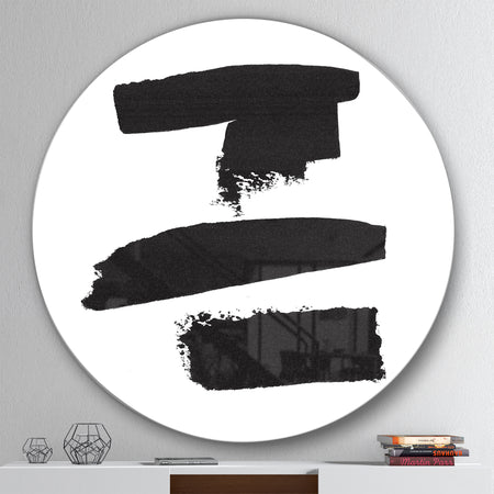 Black and White Geometric Company I - Geometric Metal Circle Wall Art