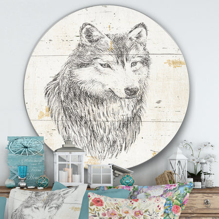 Wolf Wild and Beautiful III - Farmhouse Metal Circle Wall Art