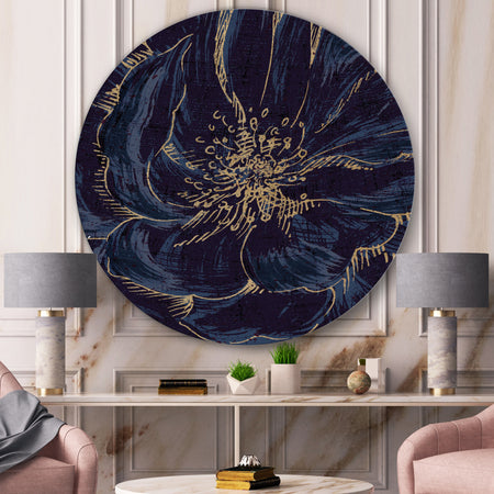 Dark Rose Gilded Gold - Shabby Chic Metal Circle Wall Art