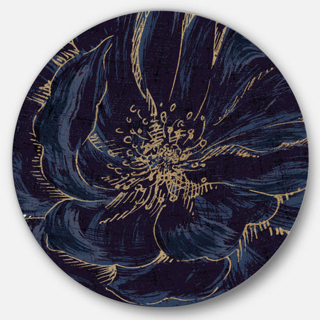 Dark Rose Gilded Gold - Shabby Chic Metal Circle Wall Art