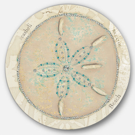 Seastar and Blue Sea Shell II - Nautical & Coastal Metal Circle Wall Art