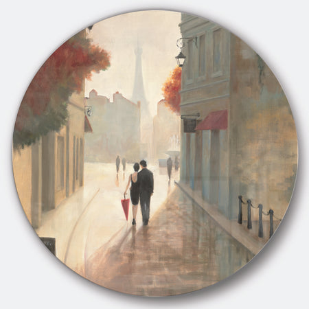 Paris Romance Couples II - French Country Metal Circle Wall Art