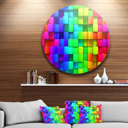 Rainbow Of Colorful Boxes - Abstract Circle Metal Wall Art