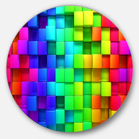 Rainbow Of Colorful Boxes - Abstract Circle Metal Wall Art