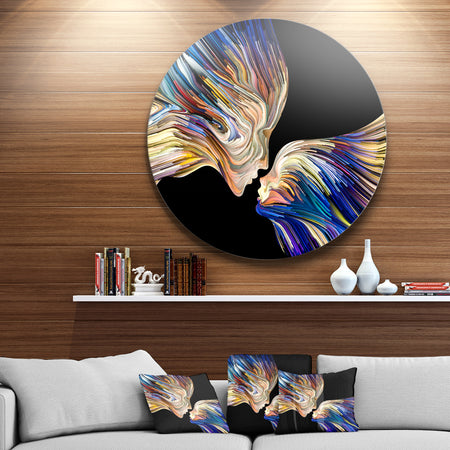 Metaphorical Mind Painting - Sensual Glossy Circle Metal Wall Art