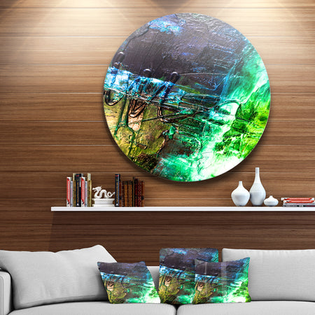 Green, Blue Abstract Structure - Abstract Glossy Large Disk Metal Wall Art