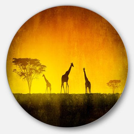 African Sunset Aura - Landscape Large Disc Metal Wall art