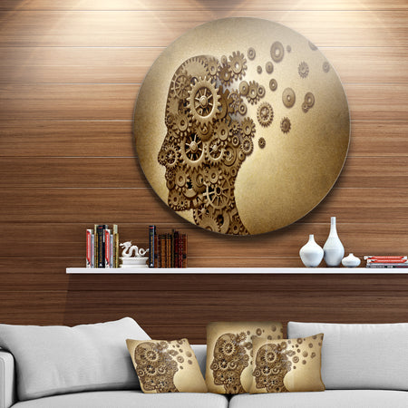 Mechanical Brain - Contemporary Art Disc Metal Artwork