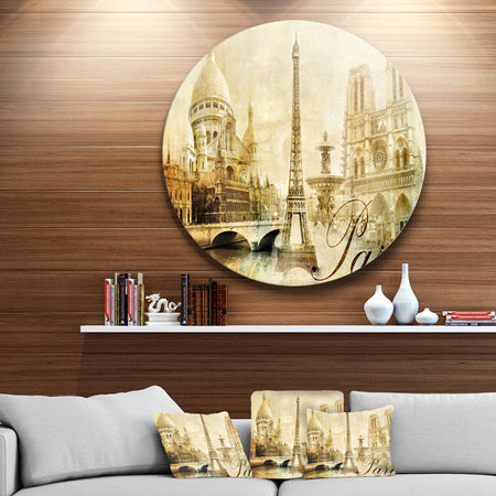 Old Beautiful Paris - Cityscape Digital Round Metal Wall Art