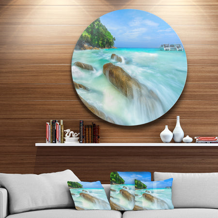 Tachai Island in Thailand Landscape - Photo Round Metal Wall Art