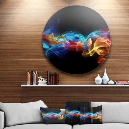 Fire in Colors - Abstract Digital Art Round Metal Wall Art